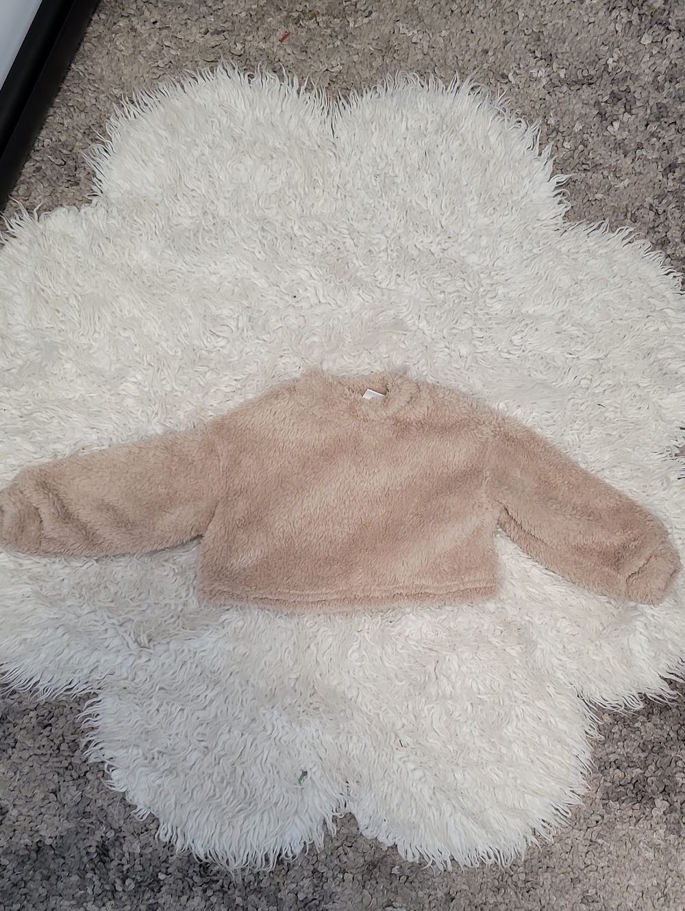 SHEIN Plush Cropped Crewneck Sweater in Taupe